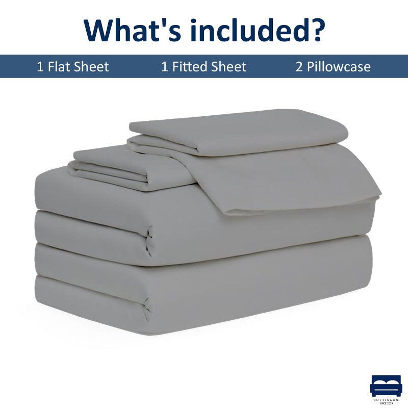 Cottingon 4 Pc Twin Extra Long Sheets for Dorm Bedding, 100% Egyptian Cotton, Specially Designed for College Room Beds, Pocket fits 10-15 inches Deep Mattress, Twin XL 39"x80", Light Grey Solid - Image 4